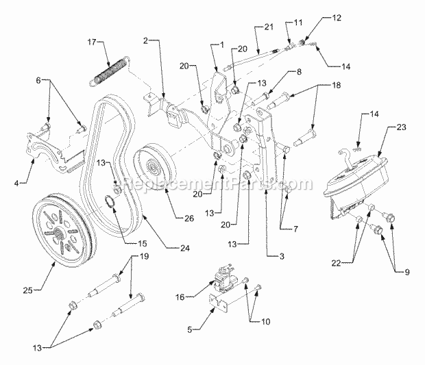 Front Pto Diagram and Parts List for 3204 14A-641-100 Cub Cadet Lawn Tractor